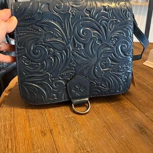 Patricia Nash Navy Embossed Crossbody Bag